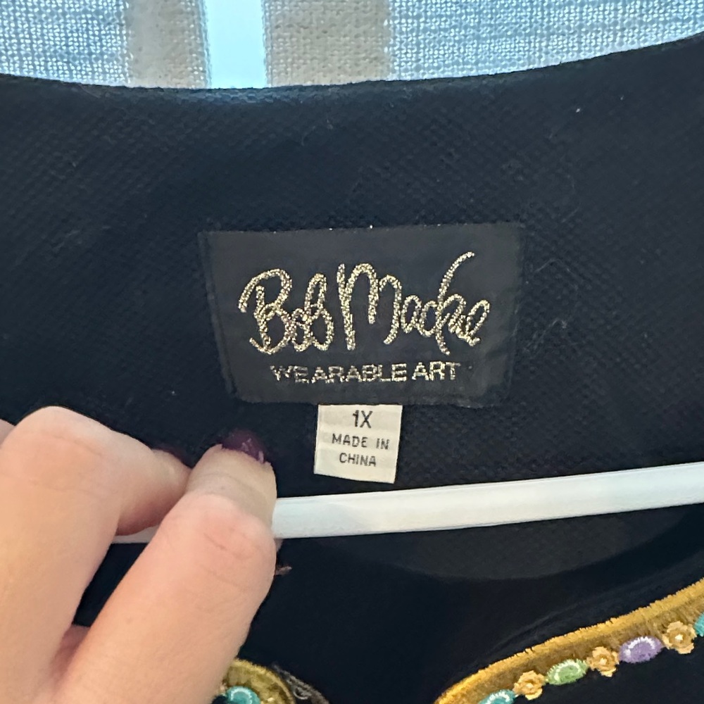 Bob Mackie Black Blazer with Gold and Multicolor Elephant Embroidery - Picture 5 of 6